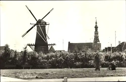 Ak Slingerbos Zeeland Niederlande, Molen, Kerk, Windmühle, Kirche