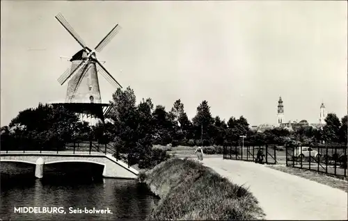 Ak Middelburg Zeeland Niederlande, Seis-bolwerk, Molen