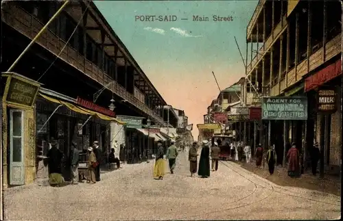 Ak Port Said Ägypten, Main Street