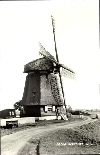 Ak Grootschermer Nordholland Niederlande, Molen