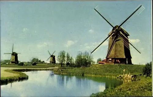 Ak Schermer Nordholland Niederlande, Holländische Mühlen, Achtkantige binnenkruiers