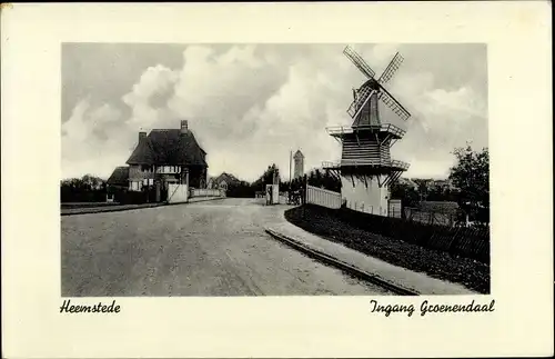 Ak Heemstede Nordholland Niederlande, Ingang Groenendaal, Molen