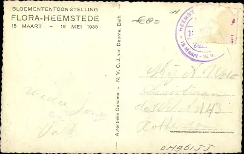 Ak Heemstede Nordholland Niederlande, Bloemententoonstelling Flora 1935