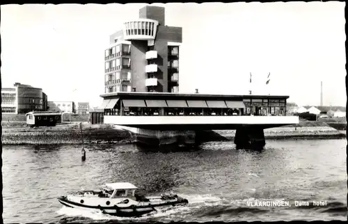 Ak Vlaardingen Südholland, Delta hotel, Motorboot