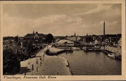Ak Vlaardingen Südholland, Panorama Oude Haven