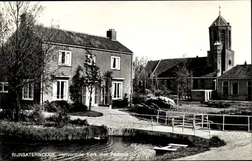 Ak Rijnsaterwoude Südholland, Herv. Kerk met Pastorie