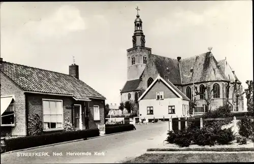 Ak Streefkerk Südholland, Dorfpartie, Kirche