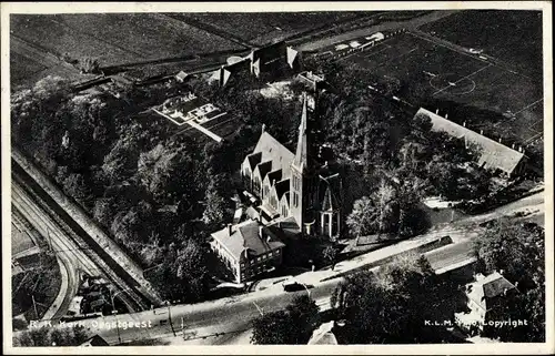 Ak Oegstgeest Südholland Niederlande, R. K. Kerk, Luchtfoto