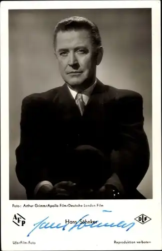 Ak Schauspieler Hans Söhnker, Portrait, UFA Film, Autogramm