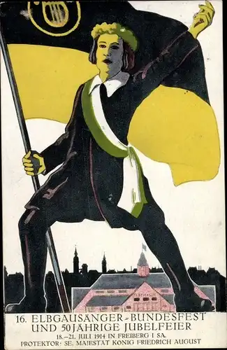 Ak Freiberg in Sachsen, 16. Elbgausänger Bundesfest und 50 jährige Jubelfeier 1914