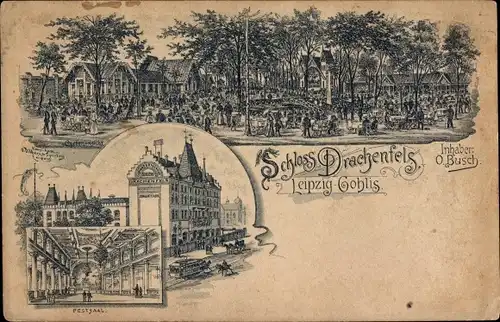 Litho Gohlis Leipzig in Sachsen, Gastwirtschaft Schloss Drachenfels