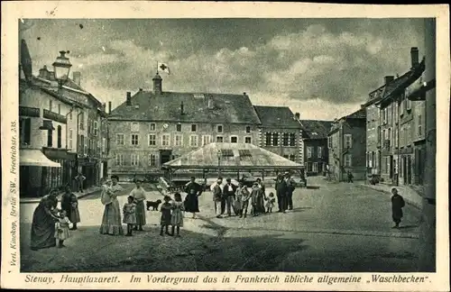 Ak Stenay Meuse, Hauptlazarett, Waschbecken, Straßenpartie