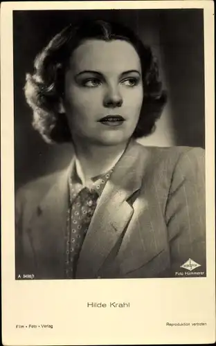 Ak Schauspielerin Hilde Krahl, Portrait, Film Foto Verlag A 3498/1