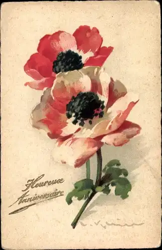 Künstler Litho Klein, Catharina, Anemonen, Blumen