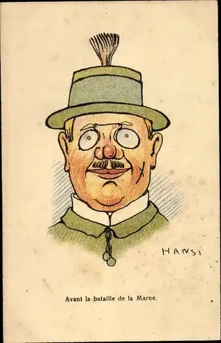 Künstler Ak Hansi, Jean Jacques Waltz, Avant la bataille de la Marne, Portrait