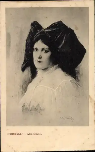 Künstler Ak Hornecker, Alsacienne, Elsässerin in Tracht, Portrait