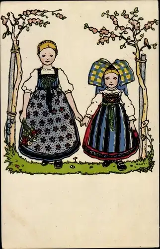 Künstler Ak Hansi Jean Jacques Waltz, Alsaciennes, Elsässer Mädchen in Tracht