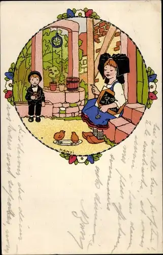 Künstler Ak Hansi, Jean Jacques Waltz, Alsace, Elsässer Kinder in Tracht