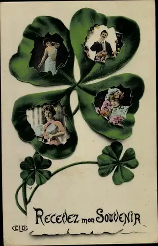 Ak Recevez mon Souvenir, Glücksklee, Portraits