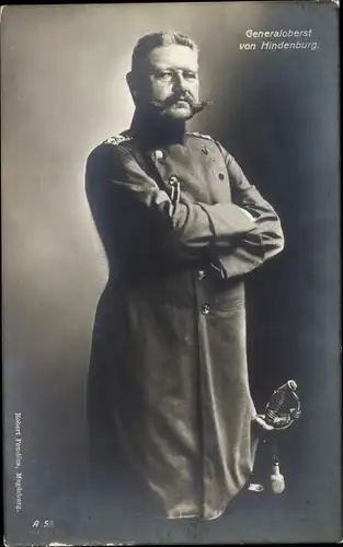Ak Generaloberst Paul von Hindenburg, Portrait in Uniform