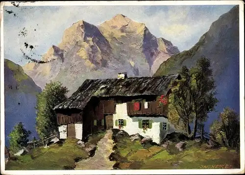 Künstler Ak Hecker, Jak., Haus im Gebirge