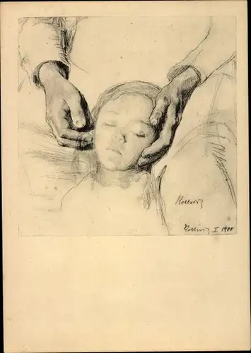 Künstler Ak Kollwitz, Käthe, Studie Kinderkopf 1900