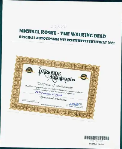 Ak Schauspieler Michael Koske, The Walking Dead, Filmszene, Autogramm