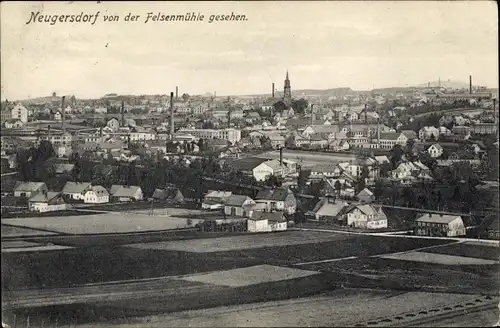Ak Neugersdorf in der Lausitz, Ort von der Felsenmühle gesehen