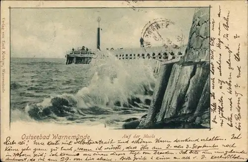 Ak Ostseebad Warnemünde Rostock, Auf der Mole