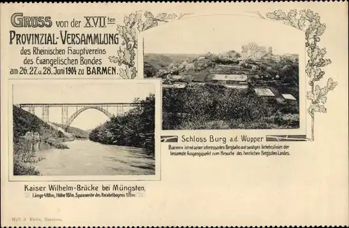 Ak Barmen Wuppertal, XVII. Provinzial Versammlung Rheinischer Hauptverein Evangelischer Bund 1904