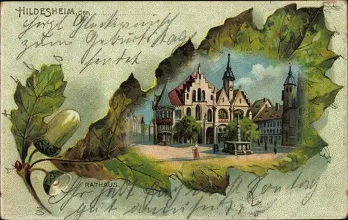 Eichenblatt Litho Hildesheim in Niedersachsen, Rathaus