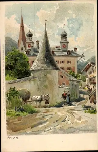 Künstler Litho Compton, Fügen im Zillertal Tirol, Ortsmotiv