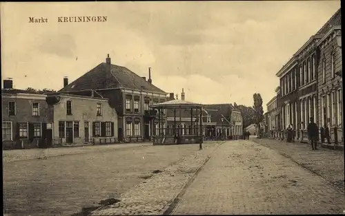 Ak Kruiningen Zeeland, Markt, Pavillon