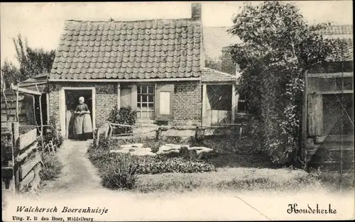 Ak Koudekerke Zeeland, Walchersch Boerenhuisje, Bauernhaus, Garten