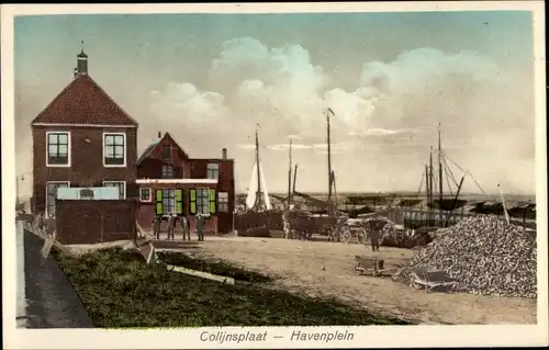 Ak Colijnsplaat Zeeland, Havenplein