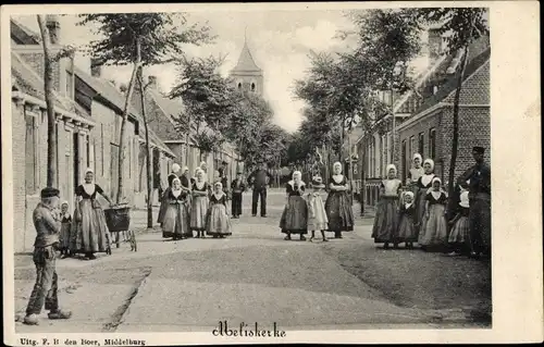 Ak Meliskerke Zeeland Niederlande, Straßenpartie, Tracht