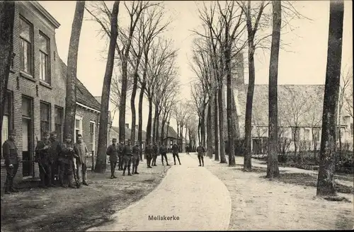 Ak Meliskerke Zeeland Niederlande, Soldaten, Kirche