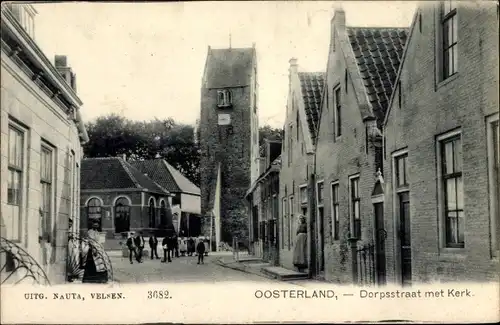 Ak Oosterland Zeeland, Dorpsstraat met Kerk