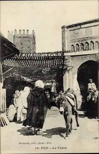 Ak Fès Fez Marokko, La Talau, Boushira, bepackter Esel