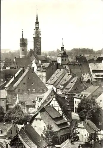 Ak Freiberg in Sachsen, Blick vom Donatsturm zur Oberstadt mit Rathaus und Petriturm