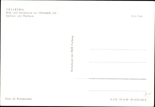 Ak Freiberg in Sachsen, Blick vom Donatsturm zur Oberstadt mit Rathaus und Petriturm