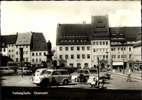 Ak Freiberg in Sachsen, Obermarkt, Parkplatz, Autos