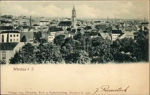 Ak Werdau in Sachsen, Panorama vom Ort