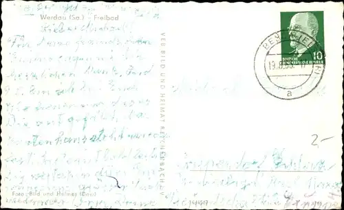 Ak Werdau in Sachsen, Freibad, Badegäste