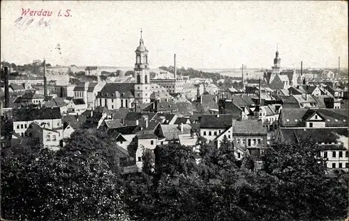 Ak Werdau an der Pleiße in Sachsen, Totalansicht von der Stadt