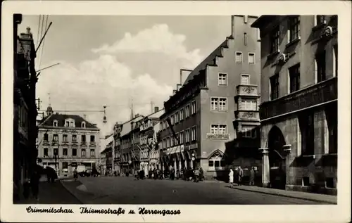 Ak Crimmitschau in Sachsen, Thiemestraße und Herrengasse