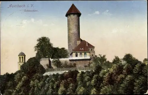 Ak Auerbach im Vogtland, Schlossturm