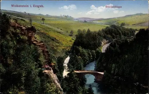 Ak Wolkenstein im Erzgebirge, Brückenklippe