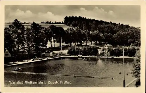 Ak Warmbad Wolkenstein im Erzgebirge, Freibad