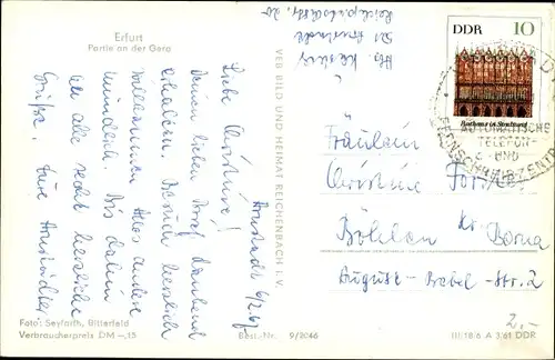 Ak Erfurt in Thüringen, Partie an der Gera, Kirchturm